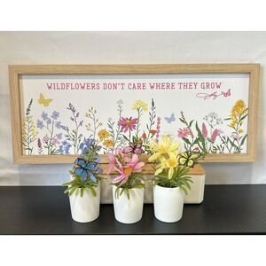 Dolly Parton Wildflower Spring 8X20 Sign & 3 Artificial Flowers w/ Butterfly